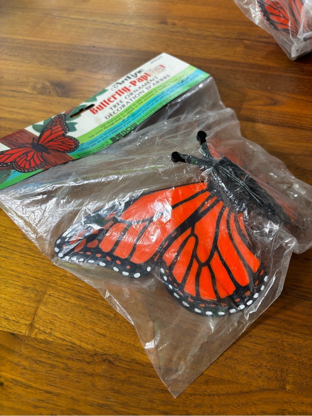 Vintage 1983 Artline Monarch Butterfly Tree Ornaments Set of 2 NOS Retro - Picture 3 of 7